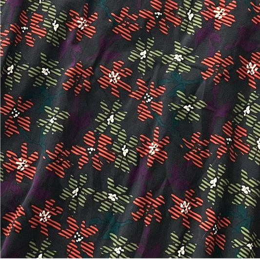 LuLaRoe Carly - Black Background Red and Green Flowers