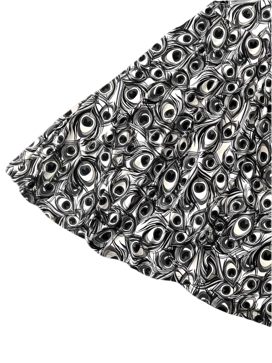 Nicki - Black White Peacock Feather