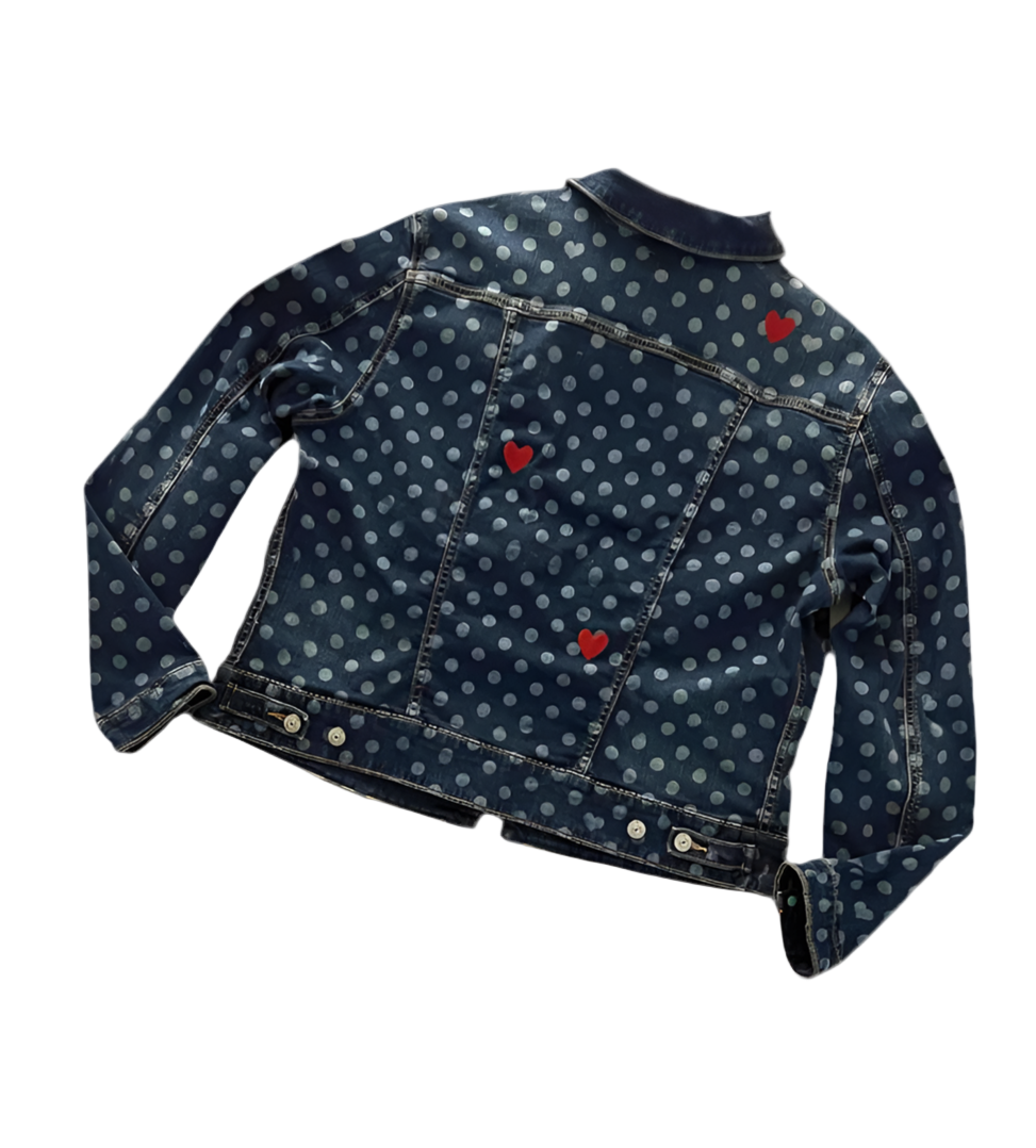 LuLaRoe Kenny jacket. Polkadots. Red hearts.