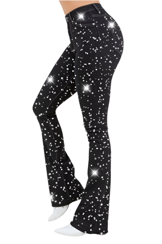 Galaxy Glow Black Rhinestone Boot Cut Jean