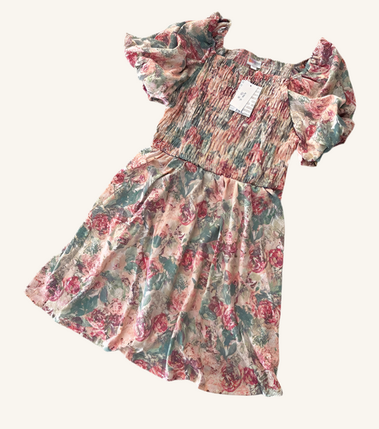Alina Nap Dress - Pink Teal Floral