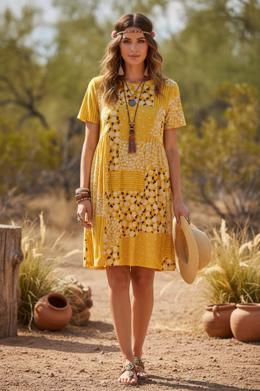 Monica - Yellow White Boho Floral