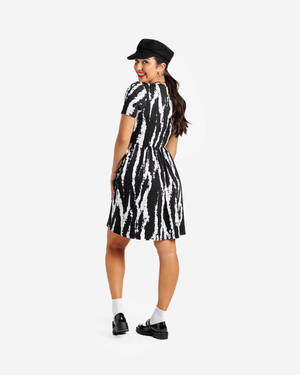 Chantale - Black White Distress Zebra Print