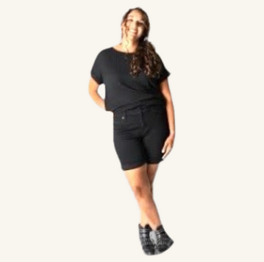 Bermuda Denim Shorts - Black Luxor Wash