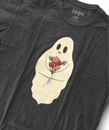 Halloween Rocker Tee - Ghost with Flowers Graphic