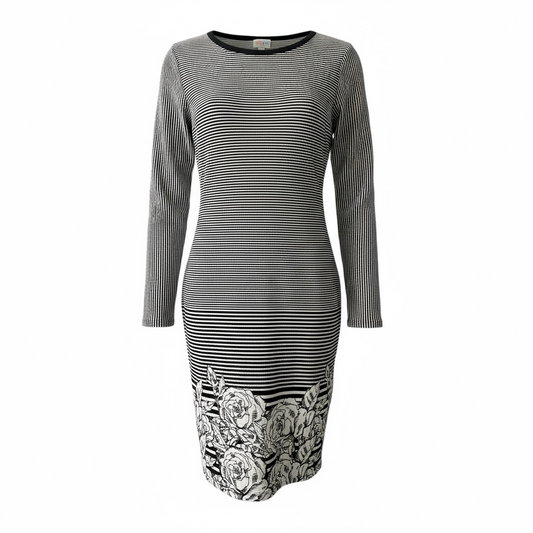 The LuLaRoe Debbie Dress - Black and White Roses