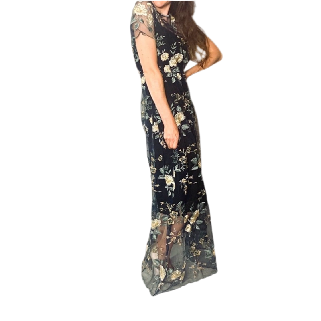 LuLaRoe Deanne ll sheer overlay. Black and white. Floral.