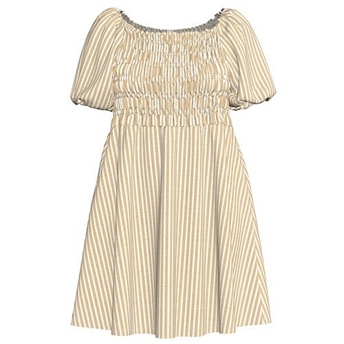 Alina Nap Dress - Yellow White Vertical Stripe