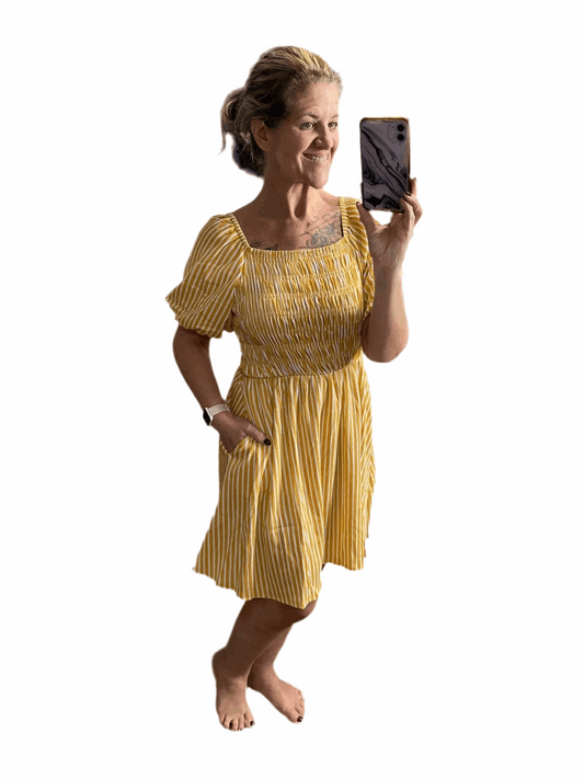 Alina - Yellow White Vertical Stripe