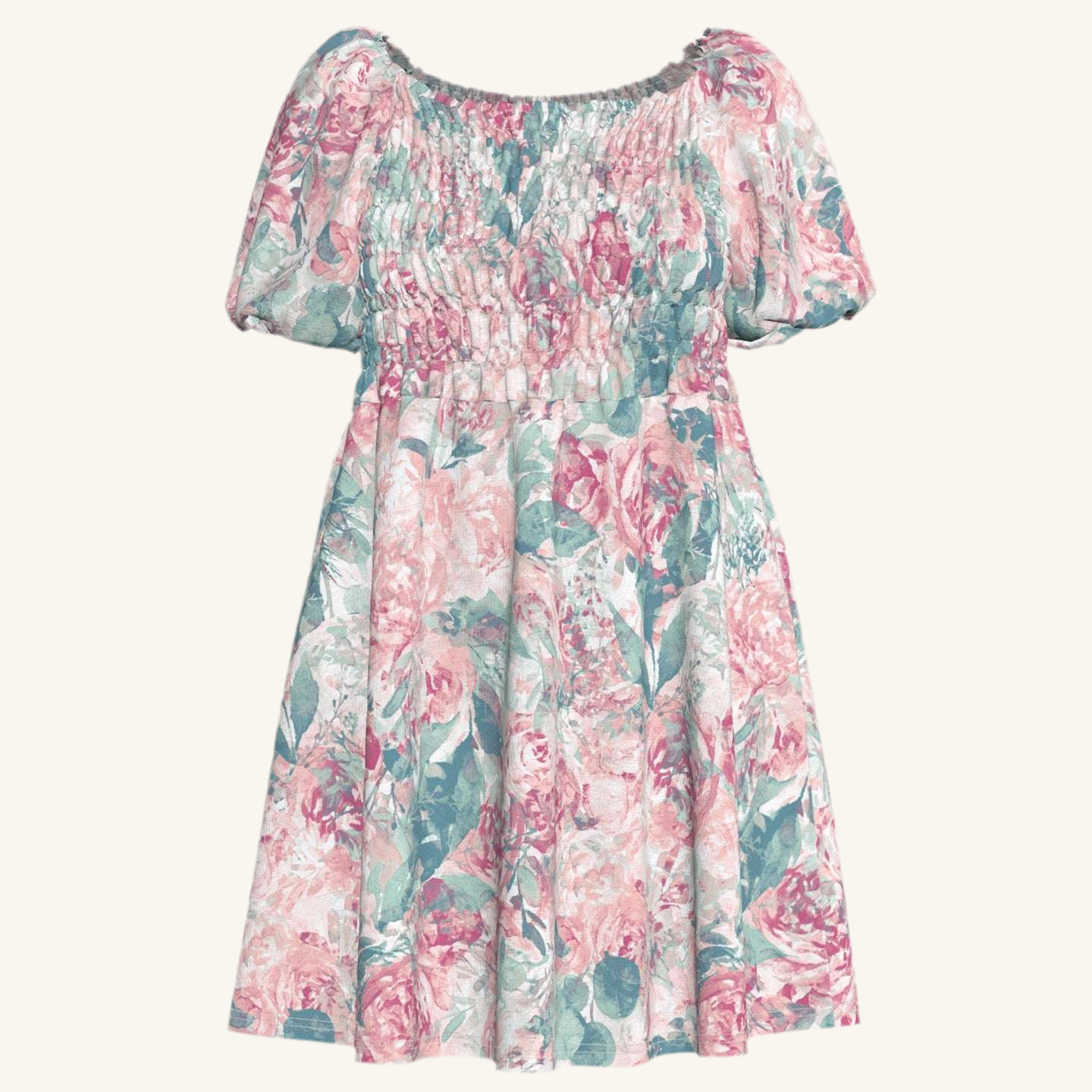 Alina Nap Dress - Pink Teal Floral