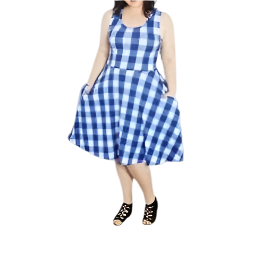 LuLaRoe, blue and white checkerboard Nikki dress