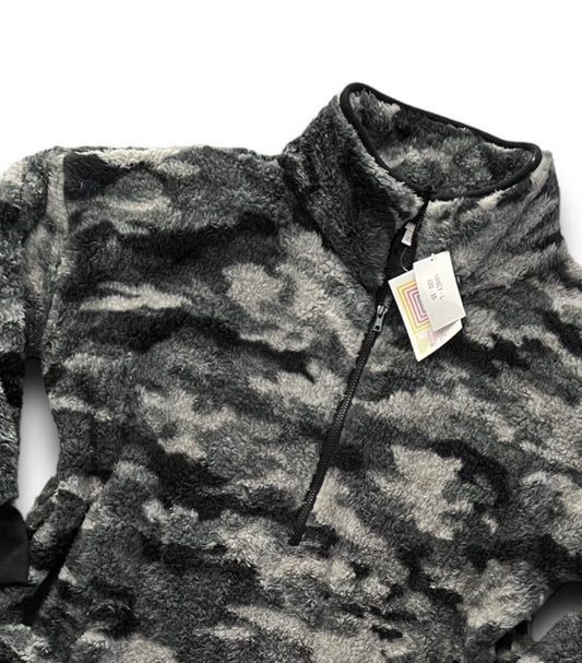 Nancy Half Zip Pullover - Black Gray Camo