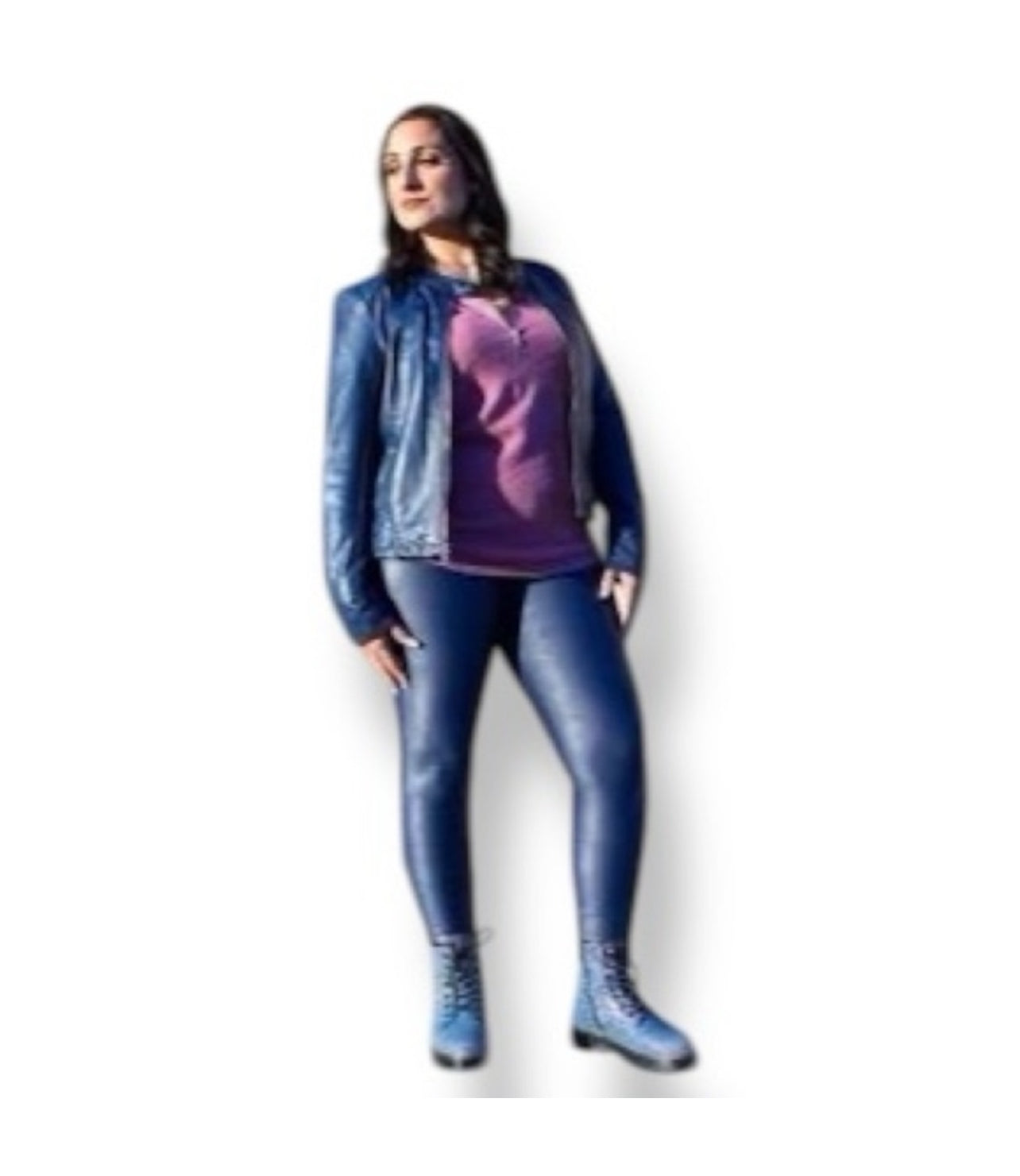 Solid blue faux, leather leggings by LuLaRoe