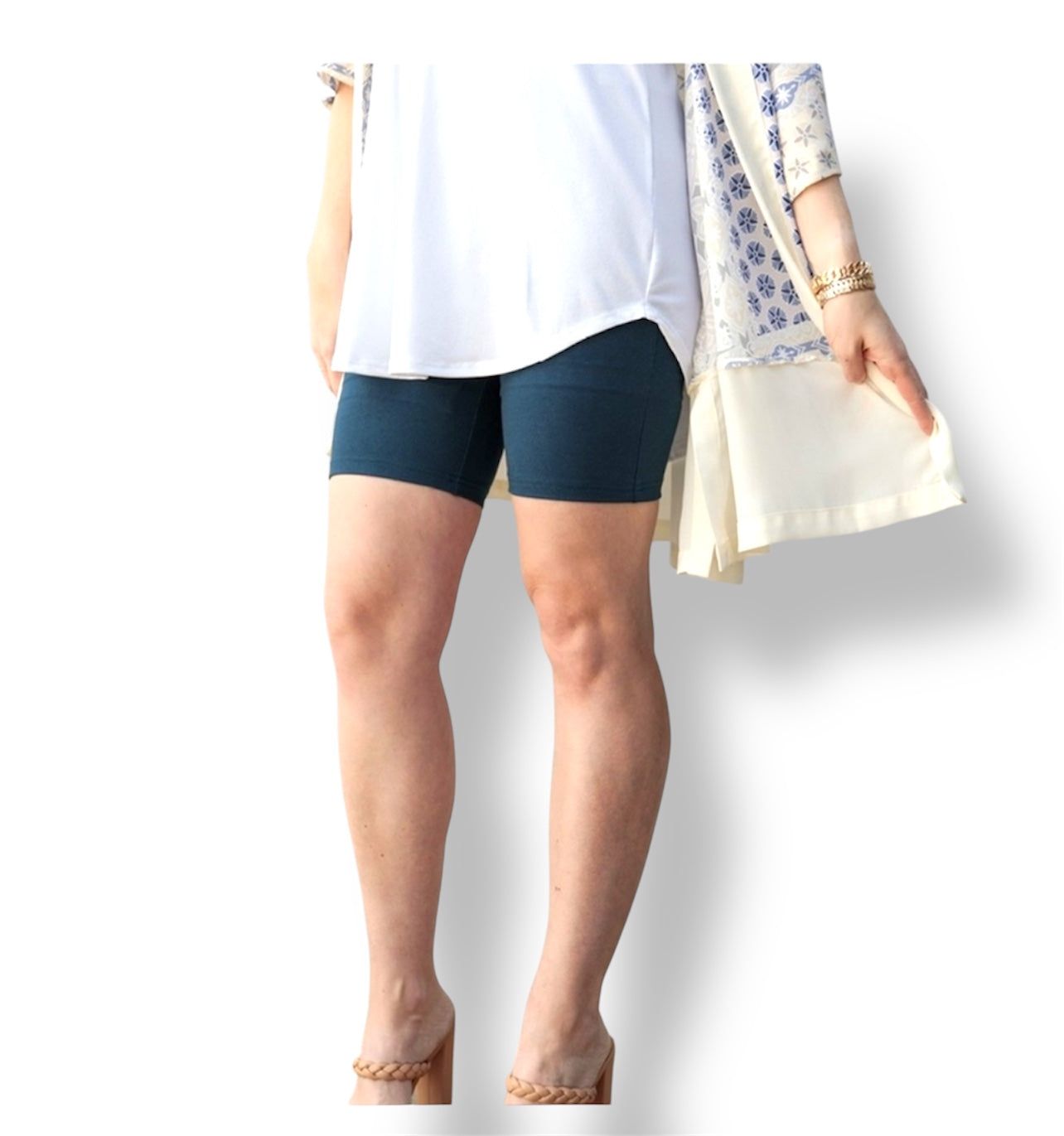 Biker Shorts - Blue White Bandana Print