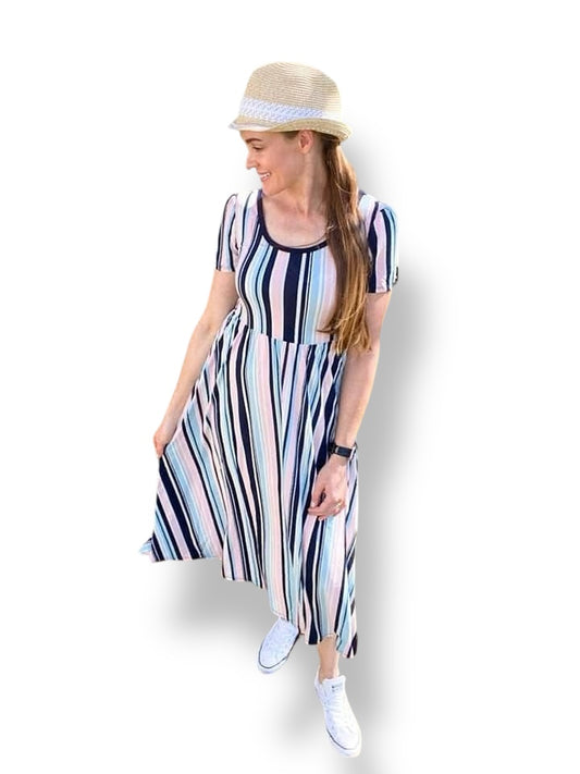 Riley - Blue Pink Vertical Stripe