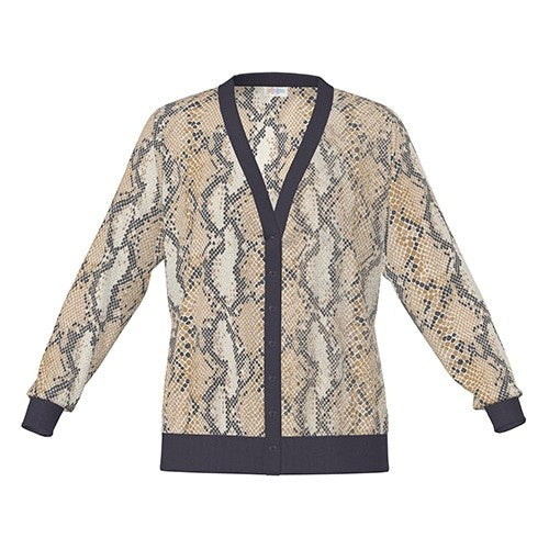 Cheryl - Tan Charcoal Snake Skin Print