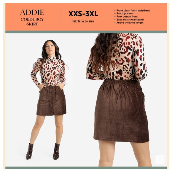 Addie Corduroy Skirt - Solid Mineral Red