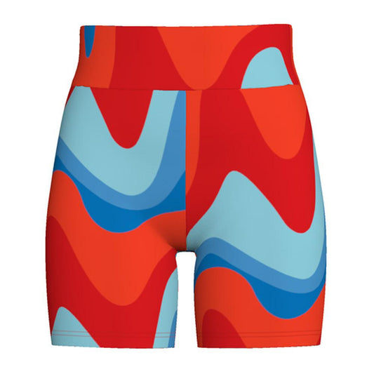 Biker Shorts - Red Blue Retro Marble