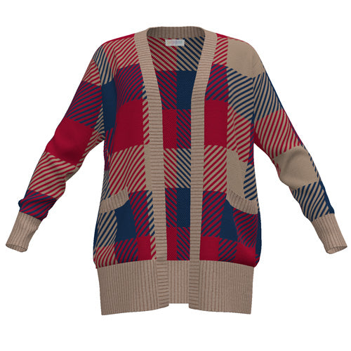 Peyton - Red Blue Tan Plaid