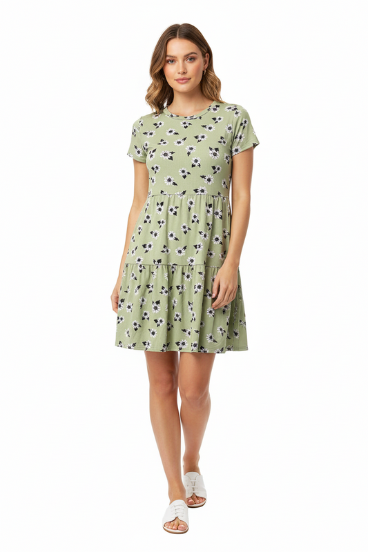 Ariel - Green White Daisies