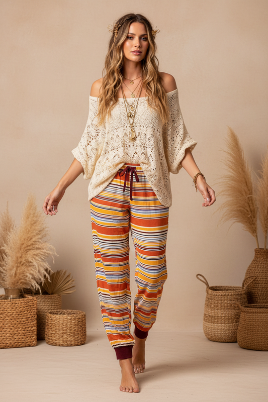 Jax Joggers - Orange Burgundy Variegated Stripe