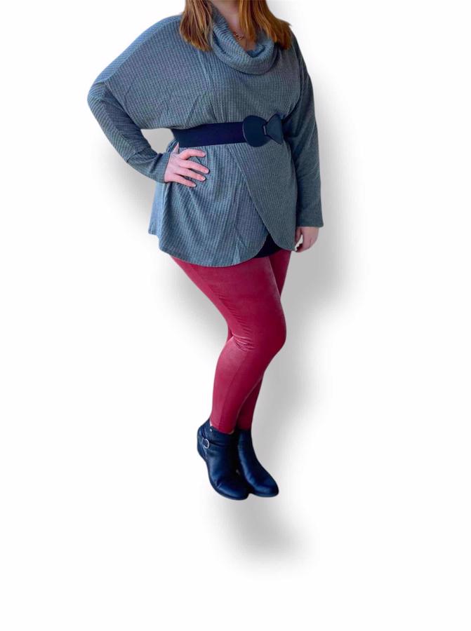 Solid, red faux leather leggings by LuLaRoe