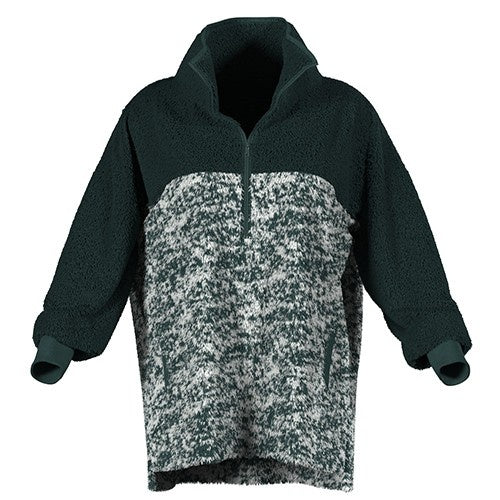 Nancy Half Zip Pullover - Green White Texture