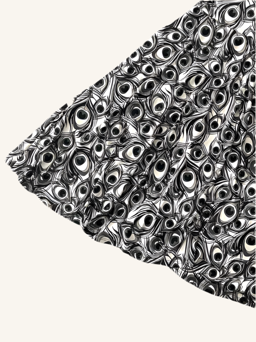 Nicki - Black White Peacock Feather