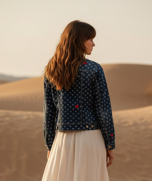 Kenny Denim Jacket - Blue Dots Hearts