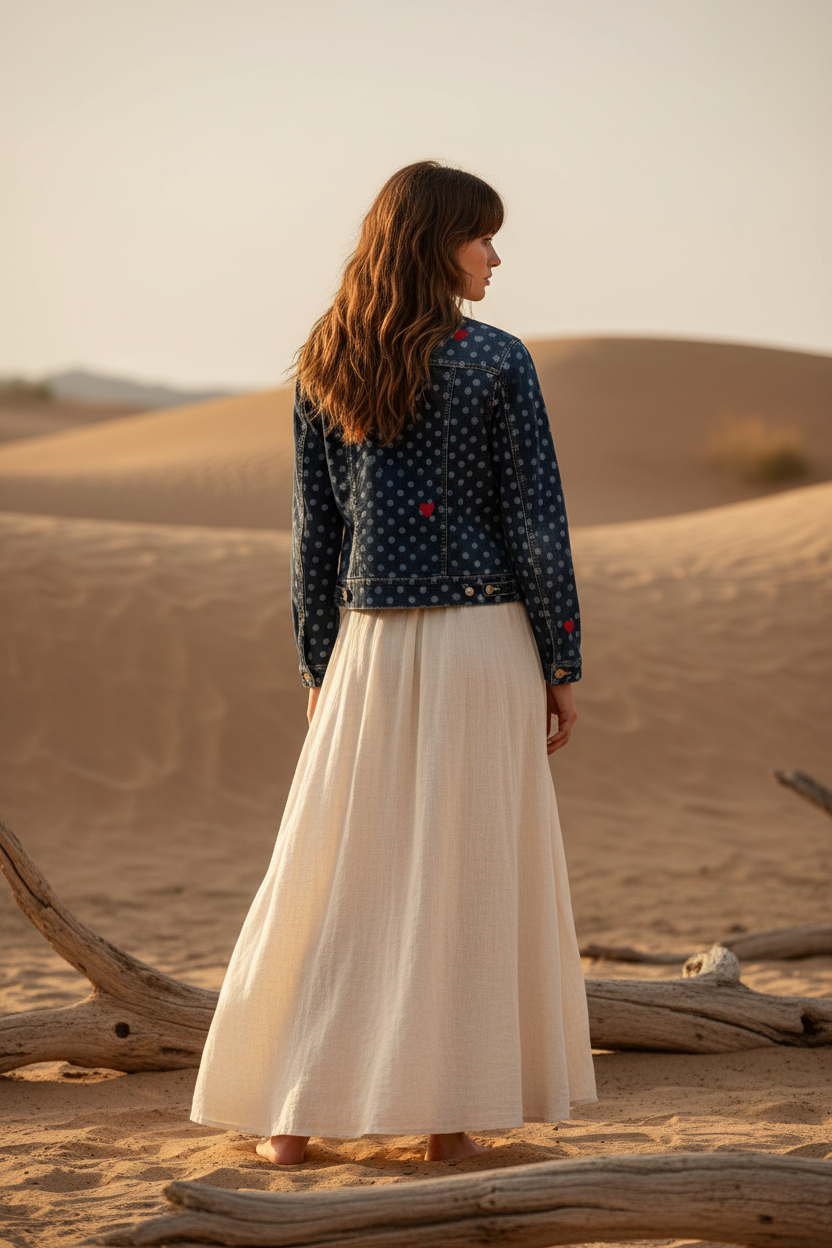 Kenny Denim Jacket - Blue Dots Hearts