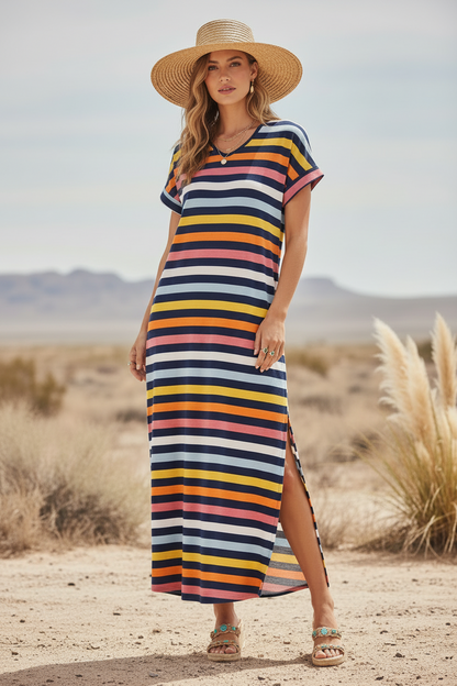 Macy - Navy Pink Orange Stripe