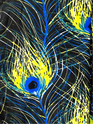 Leggings - Black Multi Peacock Feathers