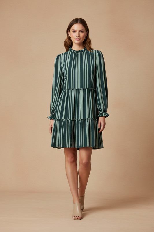 Annabelle - Green Vertical Stripe