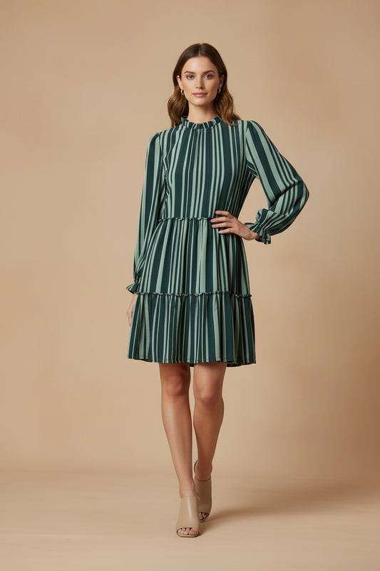 Annabelle - Green Vertical Stripe