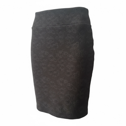 Cassie Pencil Skirt - Embossed Rose Black Bronze
