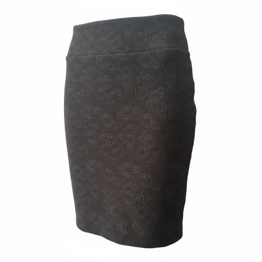 Cassie Pencil Skirt - Embossed Rose Black Bronze
