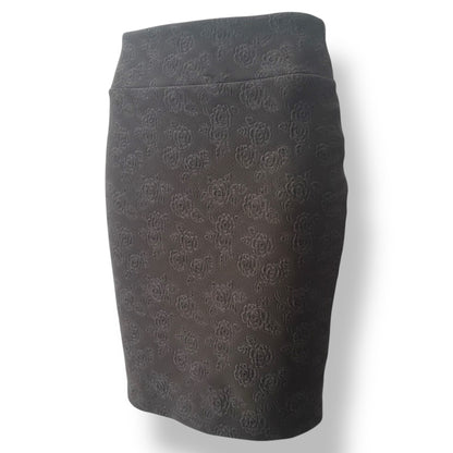 Cassie Pencil Skirt - Embossed Rose Black Bronze