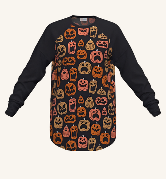 Halloween Erin - Black Orange Pumpkin Faces