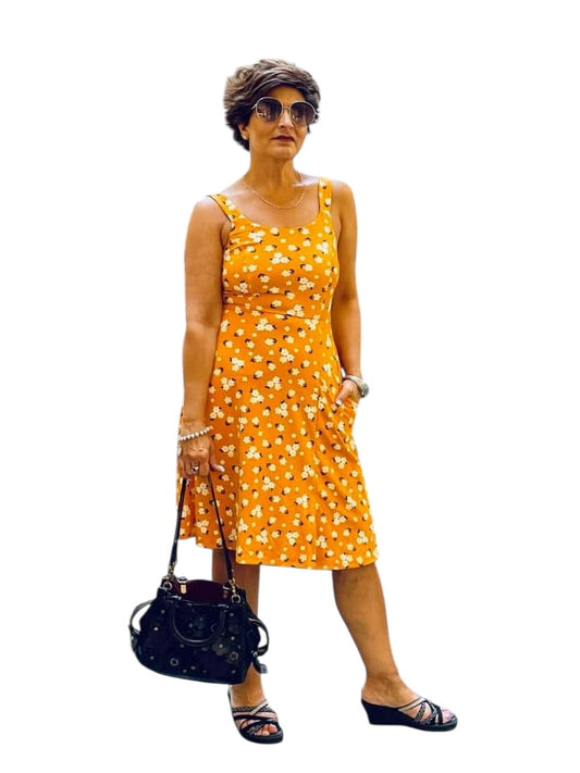 Navy - Yellow White Floral