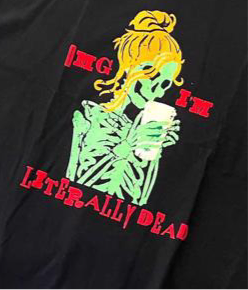 Halloween Rocker Tee - Literally Dead Coffee Graphic