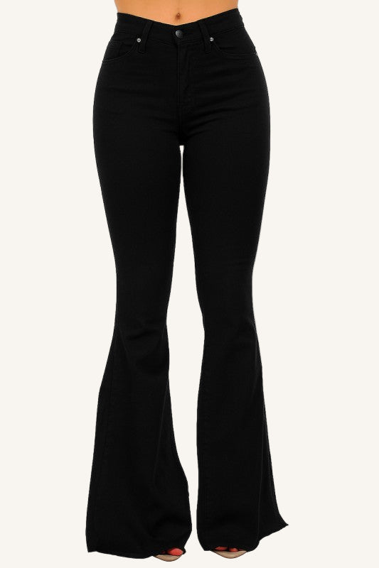 Black denim bell bottom jeans made in the USA