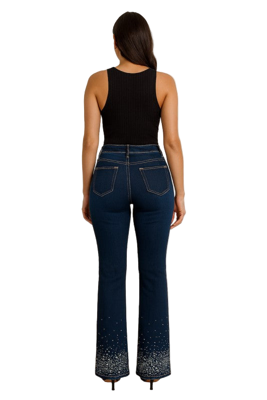 Rhinestone Bootcut Jean Premium Stretch Denim