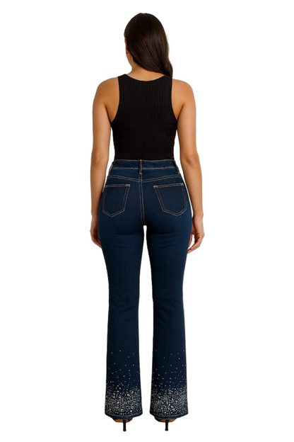 Rhinestone Bootcut Jean Premium Stretch Denim