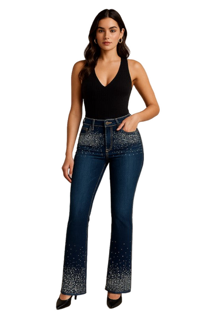 Rhinestone Bootcut Jean Premium Stretch Denim