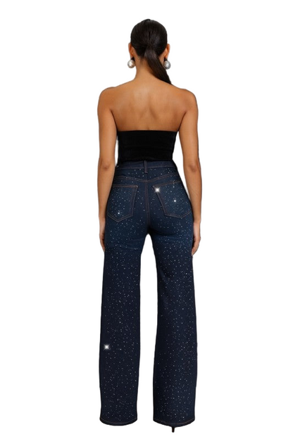 Wide Leg Rhinestone Jeans