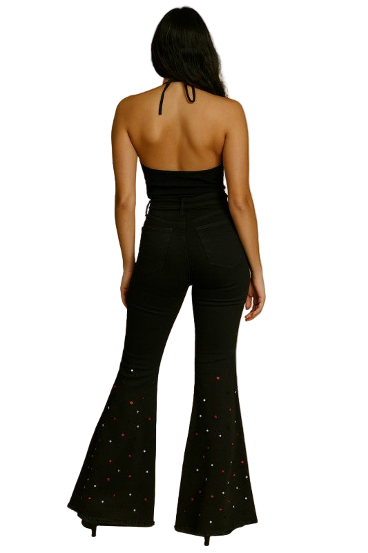 Midnight Bell Bottom Jean Halloween Rhinestones