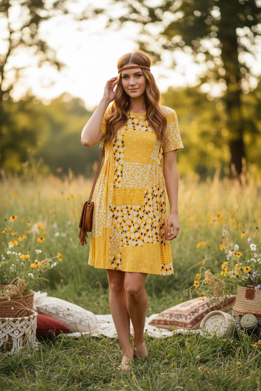 Monica - Yellow White Boho Floral