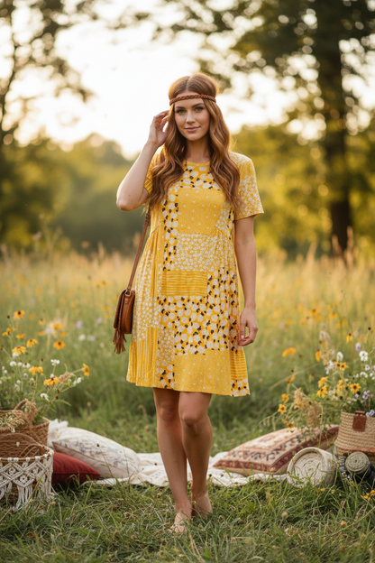 Monica - Yellow White Boho Floral