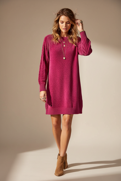Lauren Sweater Dress - Solid Wild Aster Pink Chenille