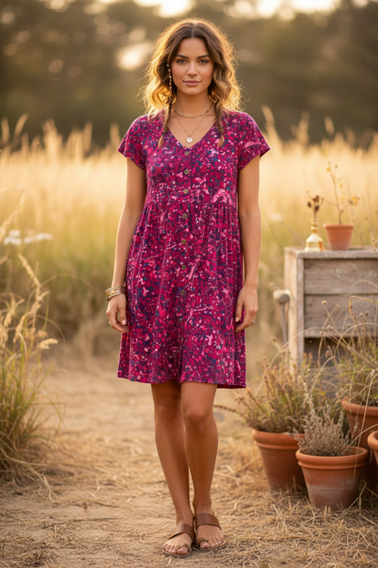 Heidi - Magenta Navy Texture